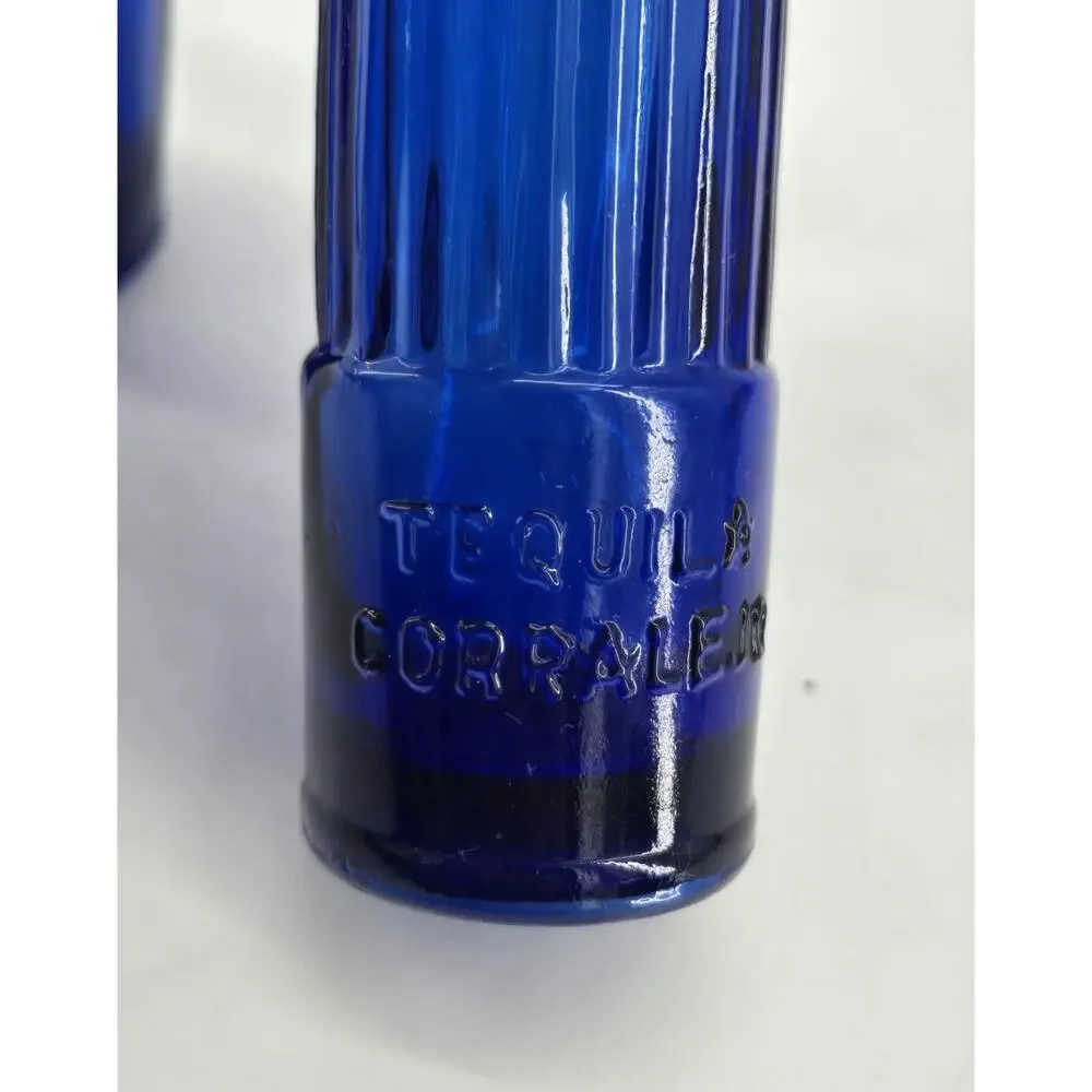 2 Vintage 1990s Corralejo Tequila Cobalt Blue Shotgun Shells Shot Glasses